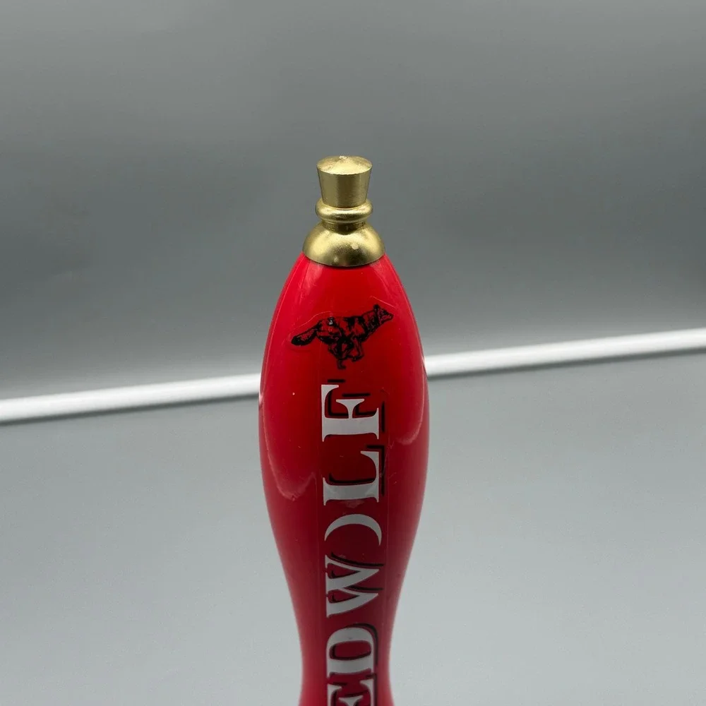 Vintage Redwolf Lager Beer Tap Handle Red Gold‎ Running Wolf Logo 10 Inch
